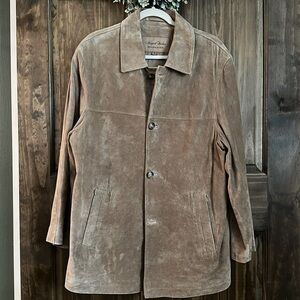 Newport Harbor Vintage Brown Suede Trench Coat Genuine Leather Men's medium